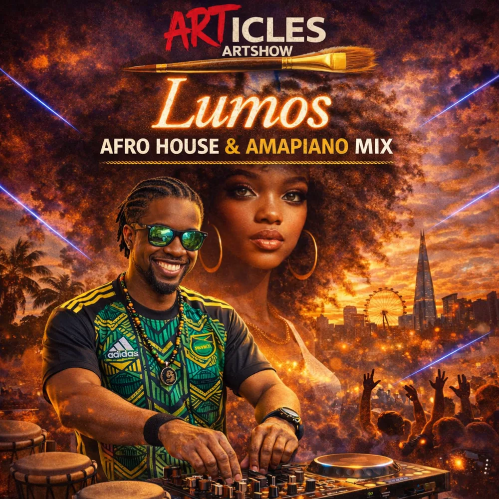 Cover artwork for the Articles Art Show Afro House and Amapiano mix by Lumos.